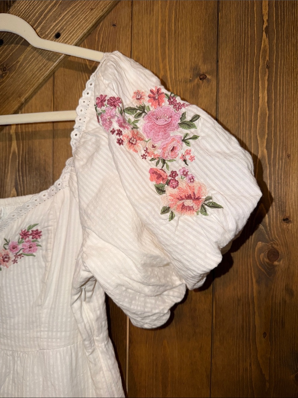 Altar'd State White Mini Dress with Pink Trim - Picture 7 of 11